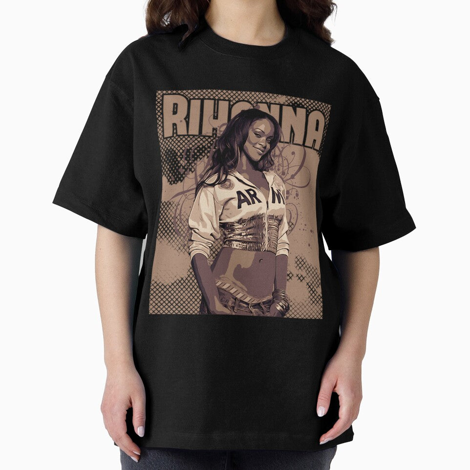 Rihanna  Brown Vintage Poster   Washed 90'S Hip Hop Rap Tour T Shirt Singer Casual Tee Halloween Short Sleeve by poonaja002