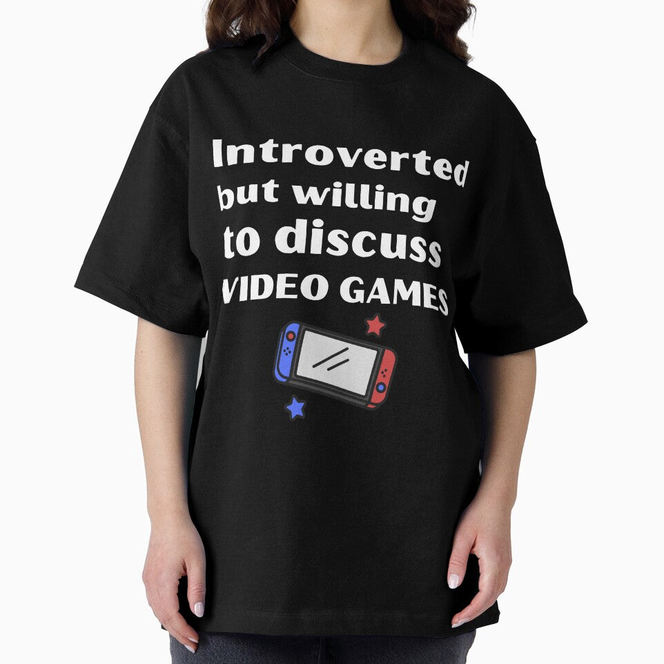 Introverted But Willing To Discuss Video Games Funny Introvert Tshirt by OldSkullDesigns