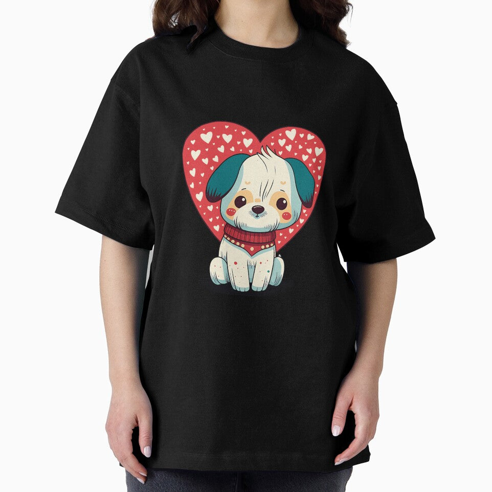 Cute Dog with Big Red Heart for Dog Lovers Valentines Day by Vexel Studio