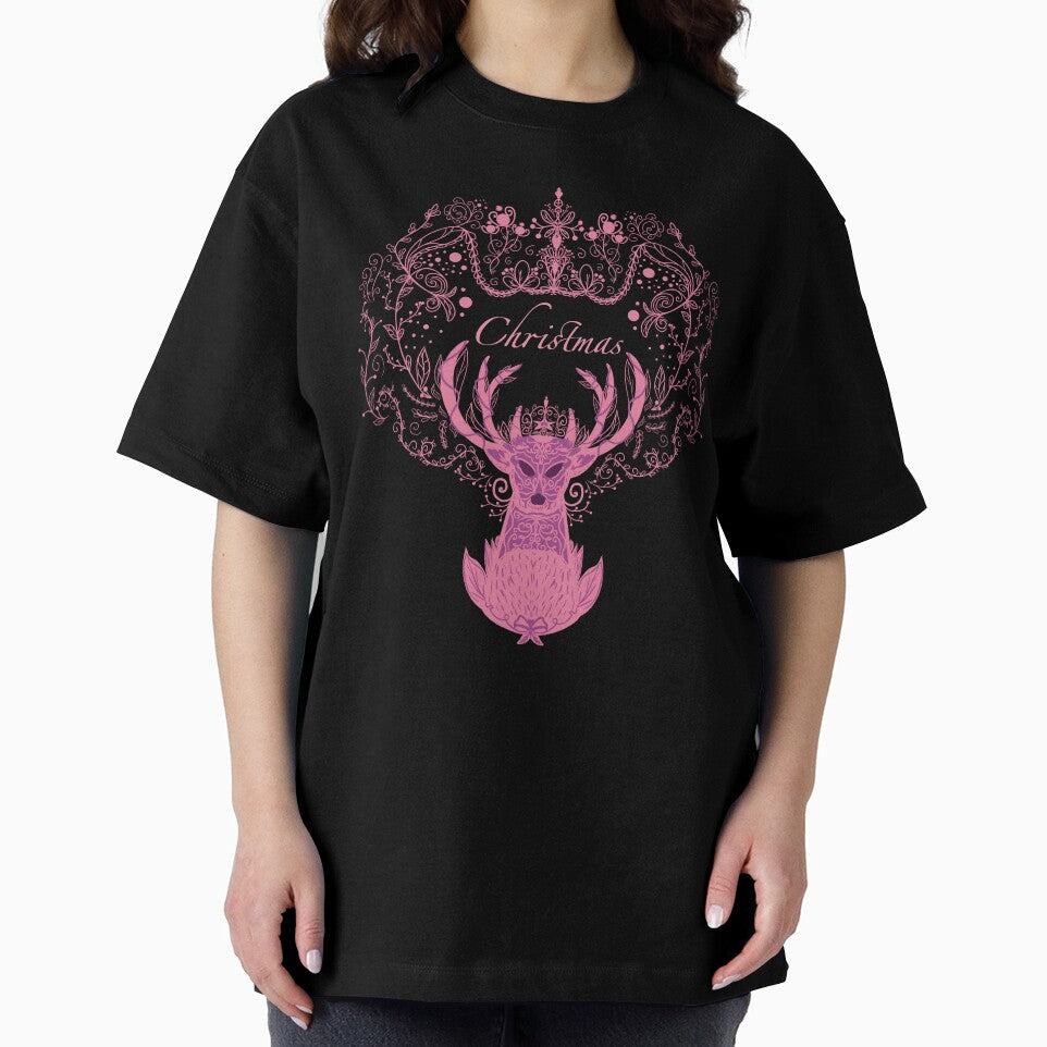 Pink Christmas deer by Xatutik.art