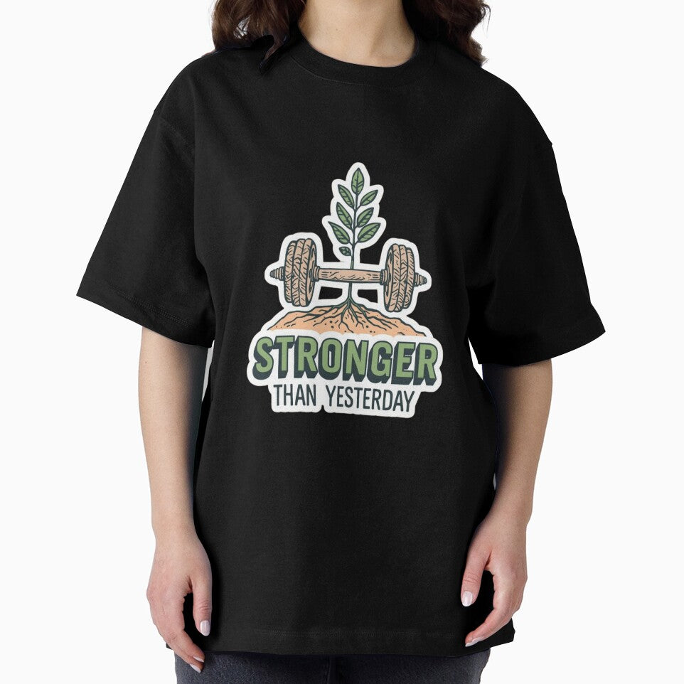 Stronger Than Yesterday" Dumbbell Plant Gym Motivation Sticker by Ashley critters