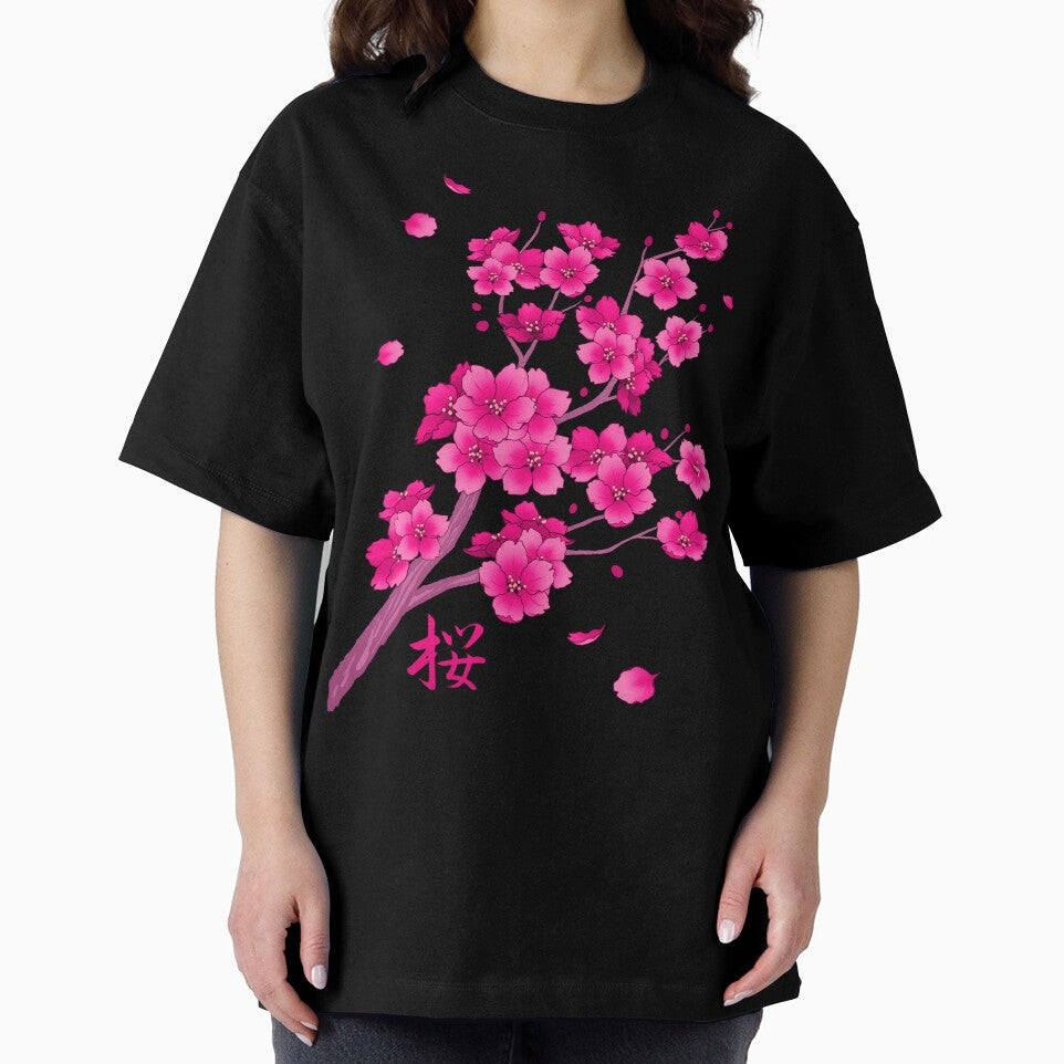 Falling Neon Hot Pink Sakura Cherry Blossom by arterialmotive