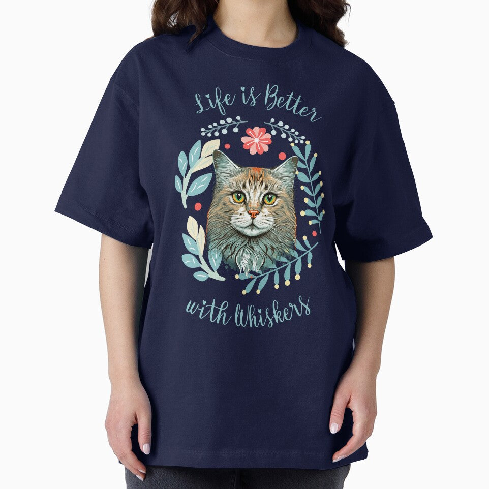 Life is Better with Whiskers Funny Cat by Sachie's Studio
