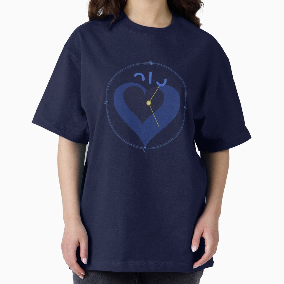 Minimalist Midnight Blue Heart Clock - Abstract Geometric Ar by MCUL