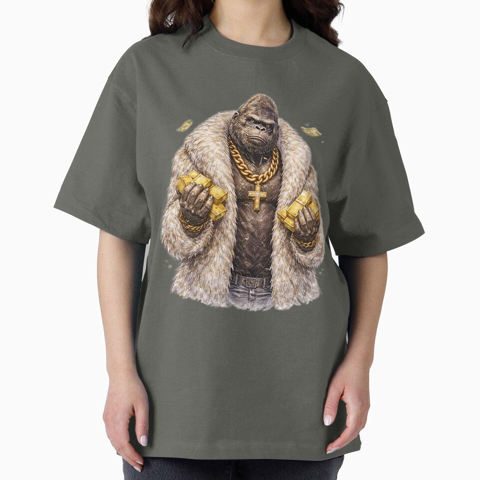 Luxury Gorilla Boss Sticker – Gold Wealth Street Animal Art by Felixuss