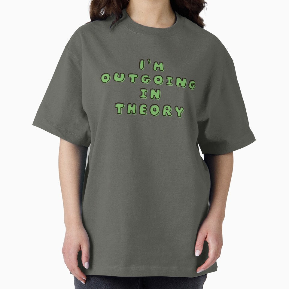 I’m Outgoing in Theory – Funny Introvert Quote Green Aesthetic Design by TheStephanieRome