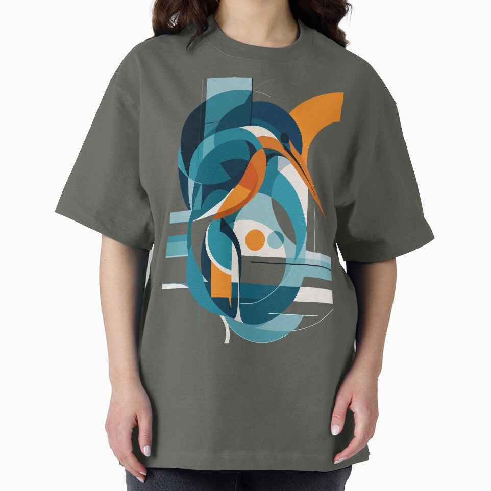 Abstract Geometric Kingfisher – Modern Minimalist Bird Art by PrimitiveTees