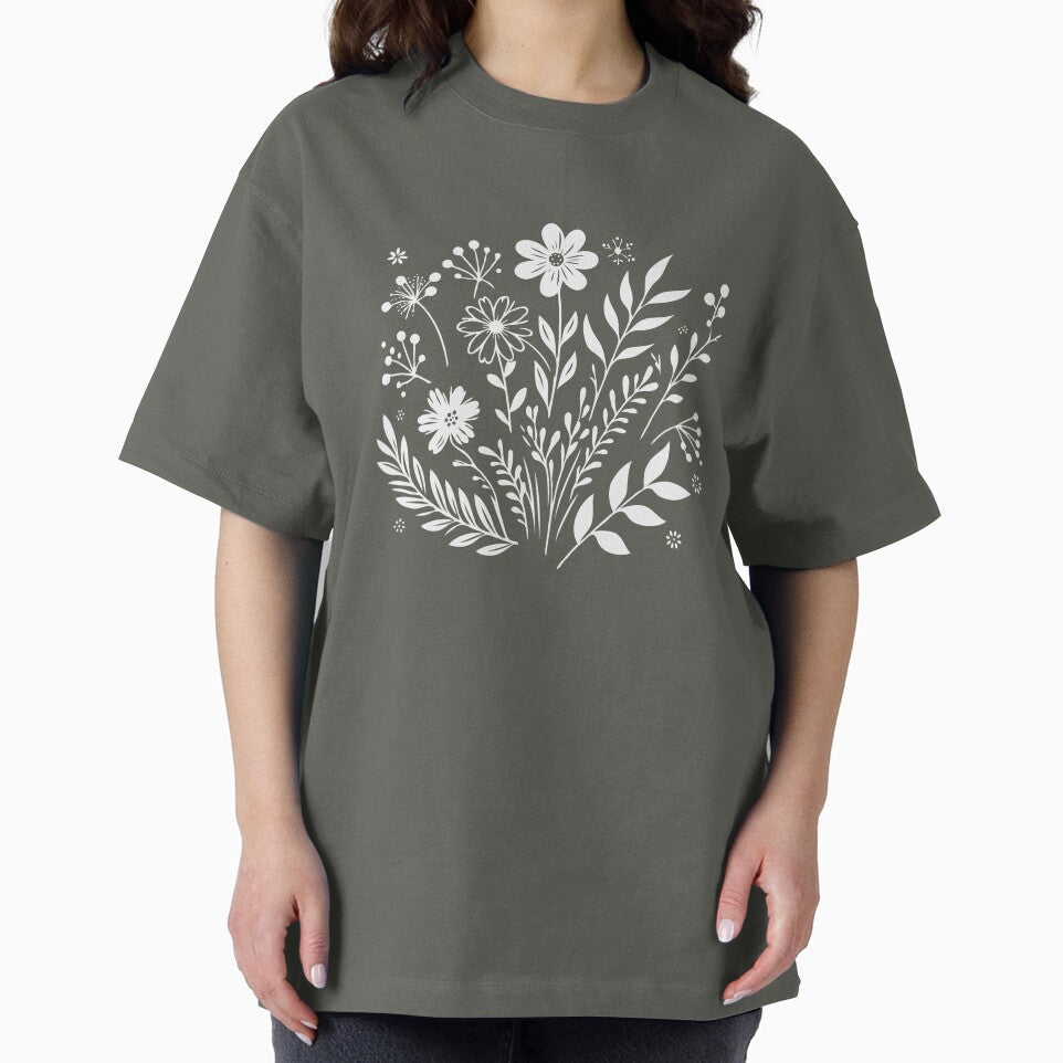 Elegant Minimalist Floral T-Shirts, Gifts for Women, Flowers Crewneck Sweatshirt, AestheticTees, Floral Shirts for Women, Wild Flowers Graphic Tees by teecraftstudios