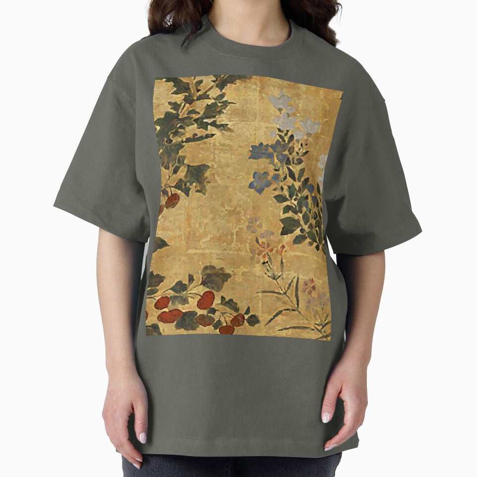 Vintage Japanese Floral Gold Leaf Screen With Morning Glory by Vicky Brago-Mitchell®