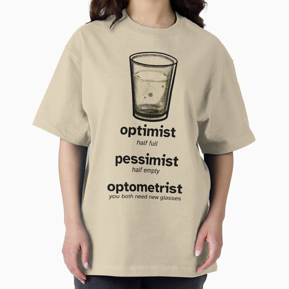 Optimist vs Pessimist vs Optometrist – Funny Dirty Glasses Joke Design by ThisIsDebbie