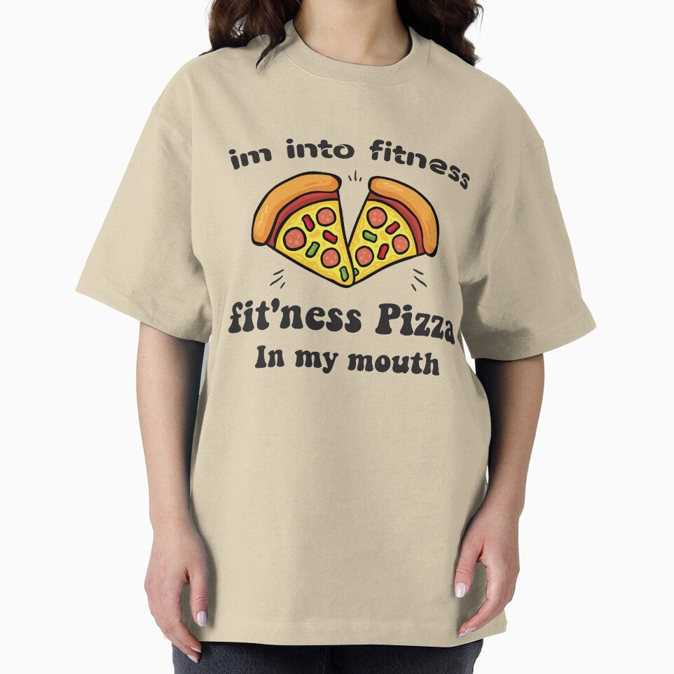 Im into fitness fit'ness pizza in my mouth-Stickers & Magnets- Shirt, Funny Fitness T Shirt, pizza Tuesday, Food Shirt by Aminepop