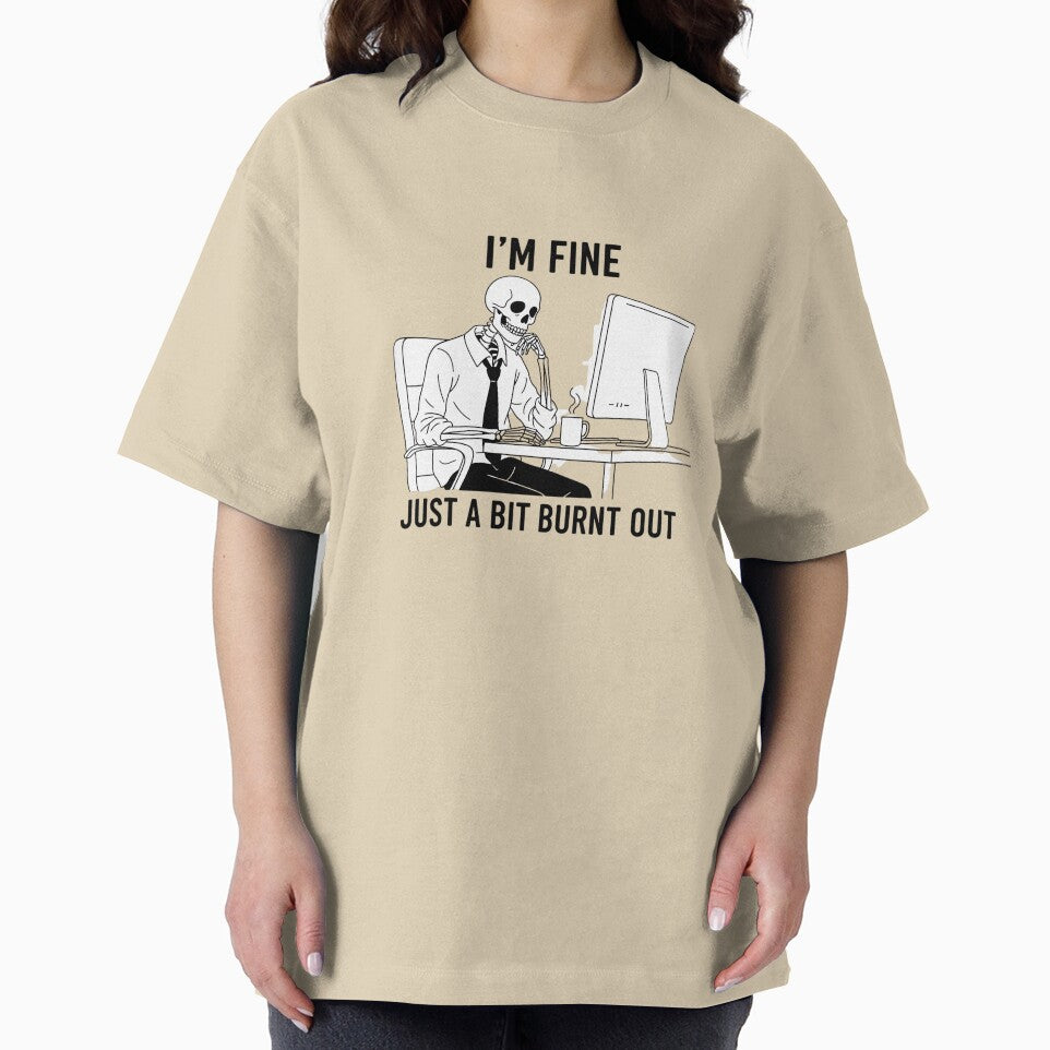 I’m Fine Skeleton Working at Computer – Burnout Office Humor Design by nbg2012