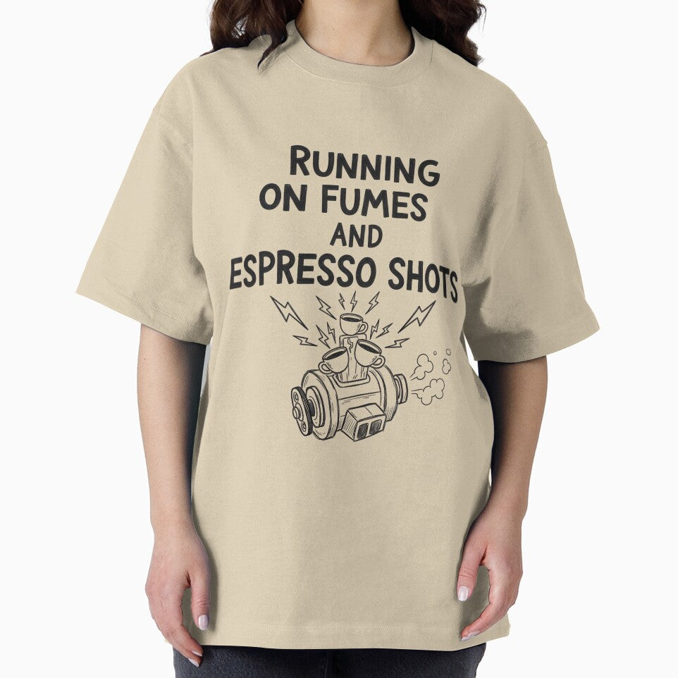 Running on Fumes and Espresso Shots – Funny Coffee Lover Quote for Work, Office Humor & Caffeine Addicts by VibranPalette