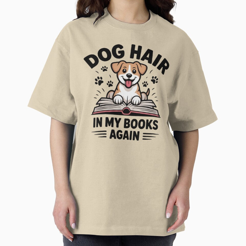 Dog Hair In My Books Again Funny Dog Lover Sticker by KomalArtStudio