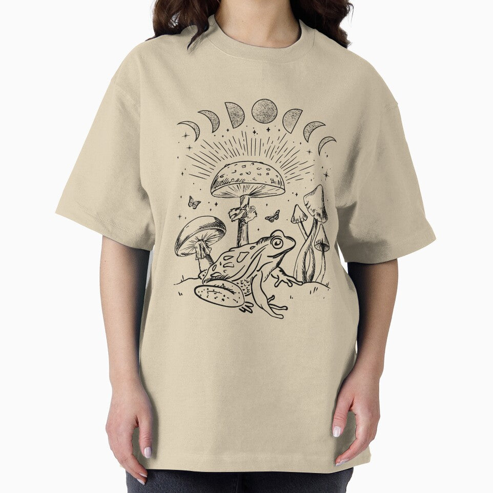 Frog Under Mushroom: Goblincore Cottagecore Aesthetic, Goth Mystical Edgy Alternative Look, Fungi Butterfly Toad in Psychedelic Forest Nature by MinistryOfFrogs