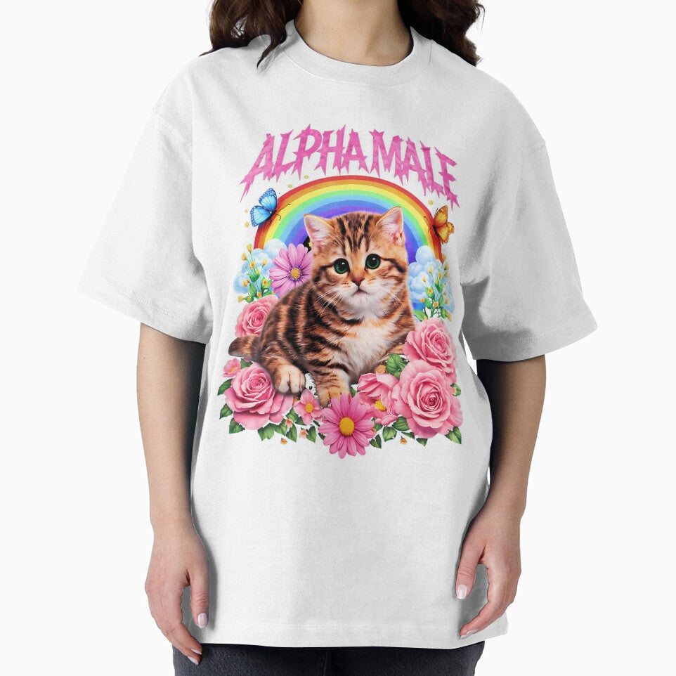 Alpha Male Funny Kitten Rainbow Floral by skshop8