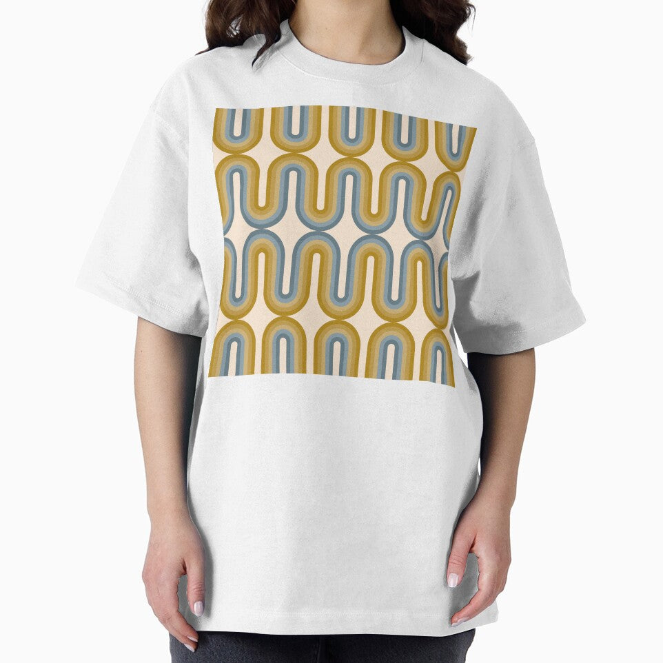 Retro Mid Century Modern - Mustard Gold and Dusty Blue by JMgraphic