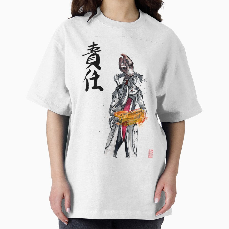 Mordin from Mass Effect Sumie Style with calligraphy Responsibility by Mycks