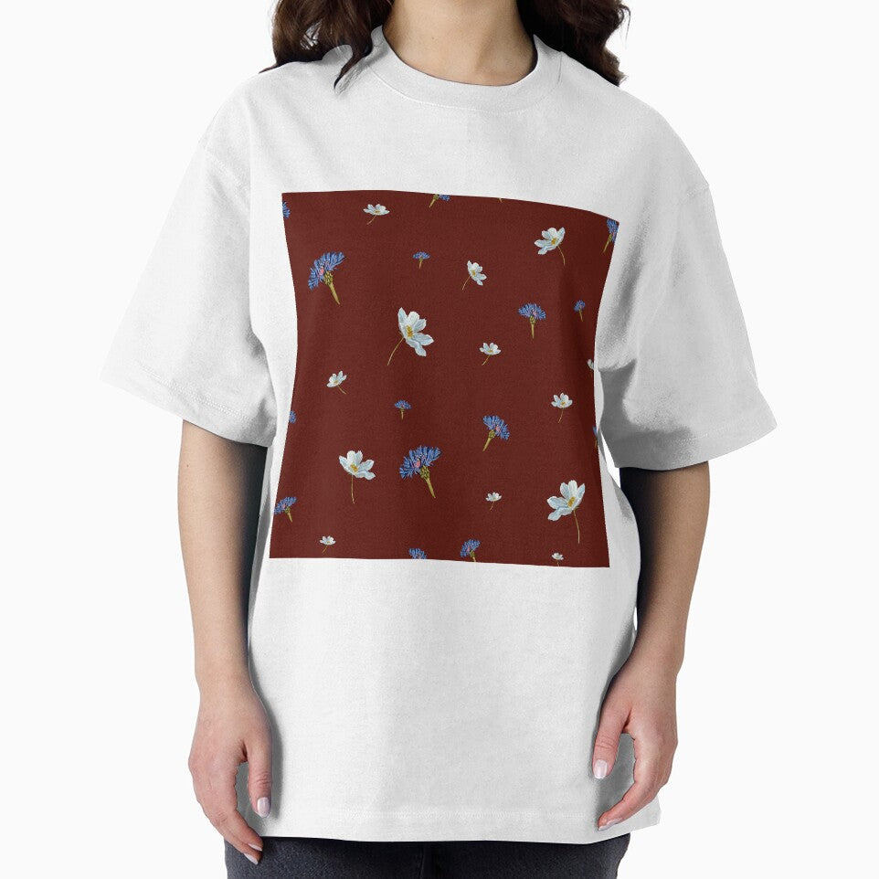 Flower blue daisy pattern seamless a watercolor red by Yana Mustafina | Boho Soulful Designs