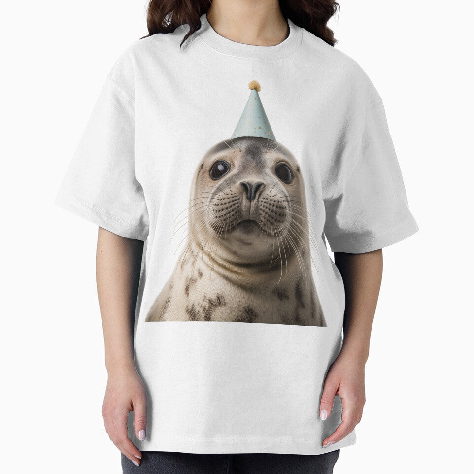 Cute Seal with Party Hat Birthday Celebration by LazyOwlStore