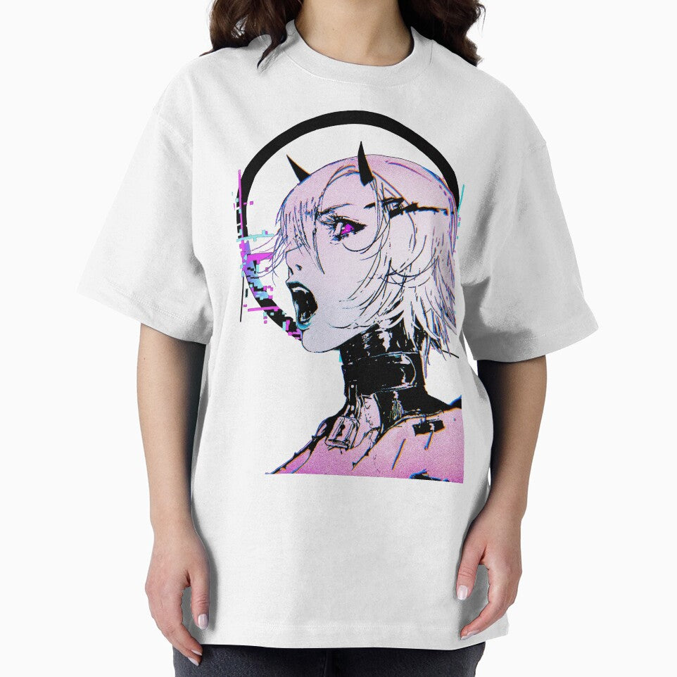 Cyberpunk Glitch Girl Orb Vaporwave Style by OWLvision33