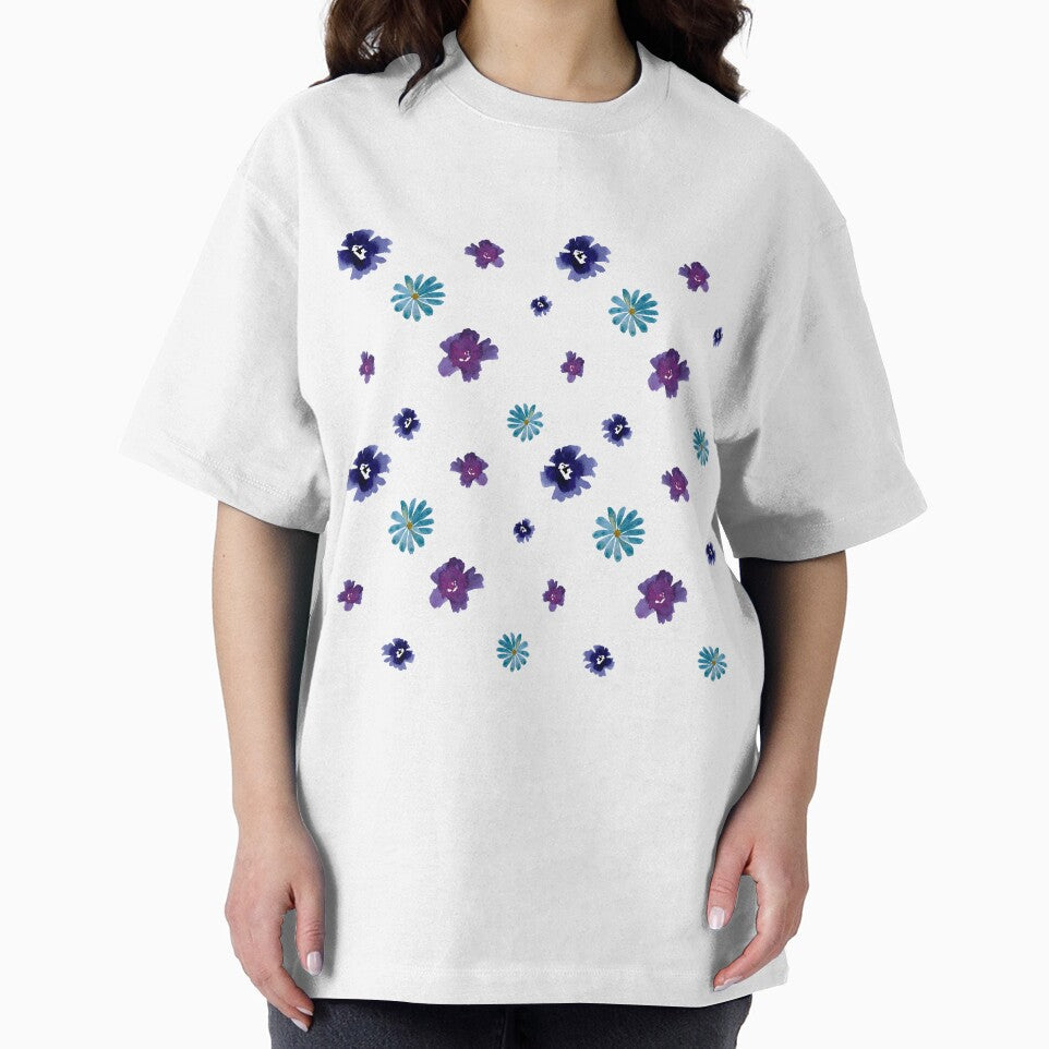 Violet viola dark blue daisy pattern watercolor by Yana Mustafina | Boho Soulful Designs