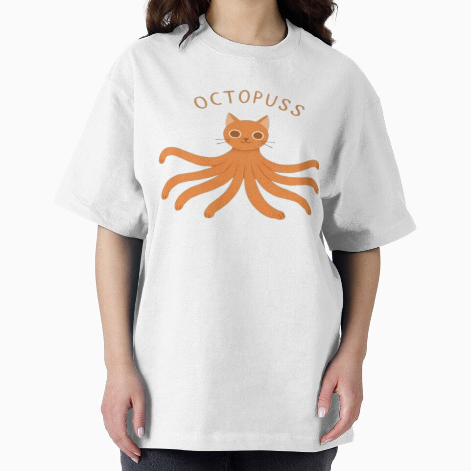 Octopuss Cat Cloth PRINT – Cute Octopus Cat Pun Illustration by PixelPopsShop