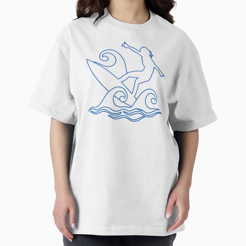 Minimalist Surfer Line Art – Ocean Wave Surfing Design | Beach Lifestyle Graphic by Dimu Co.
