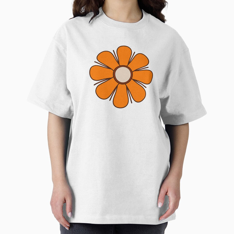 Retro 70s Flower Orange and Brown Vintage Boho Bloom by kierkegaard