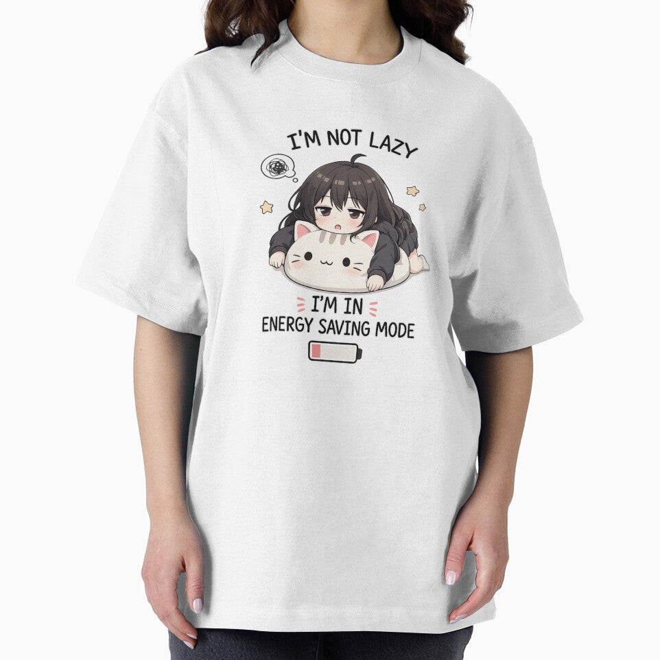 I’m Not Lazy – Energy Saving Mode Cute Anime Cat Girl Design by YamiSociety