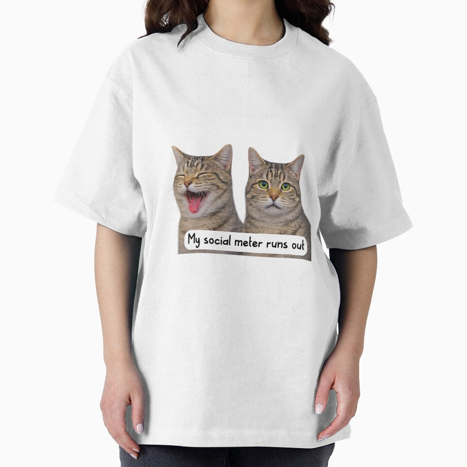 Neurospicy My Social Meter Runs Out Funny Introvert Cat Meme Premium Tri-Blend by JohnVBurks
