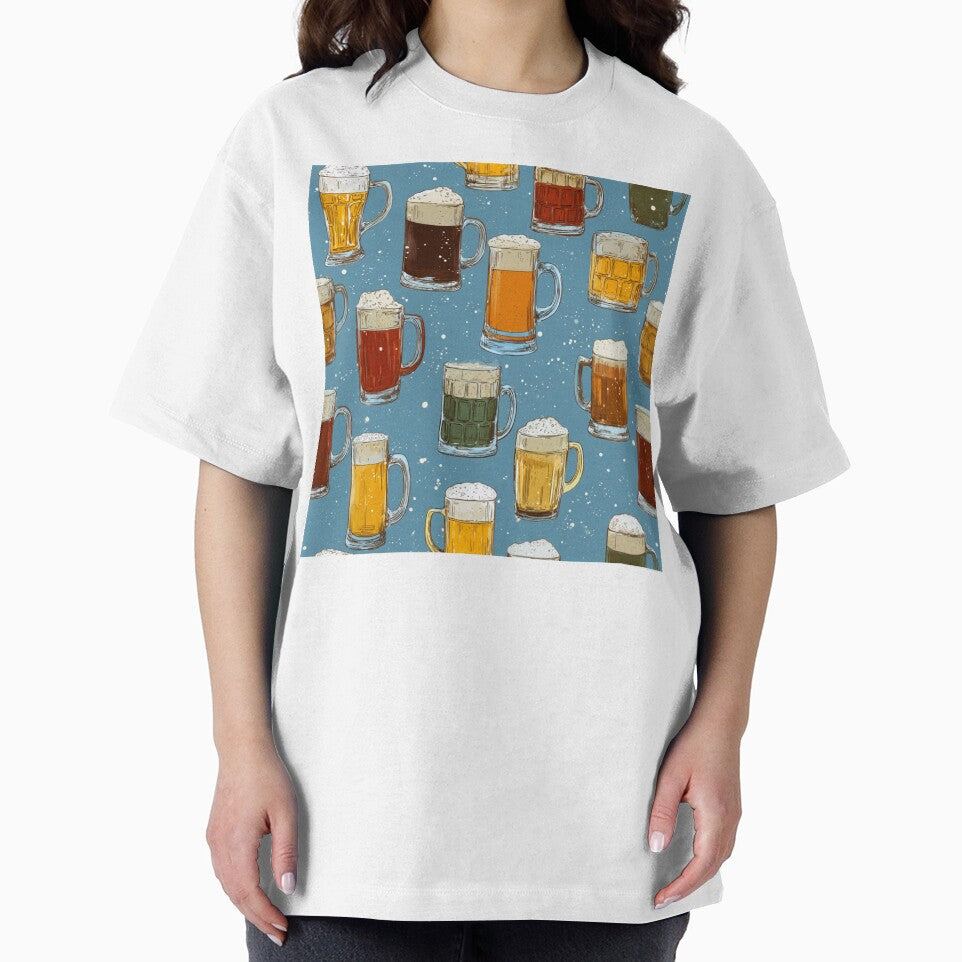 Hand-Drawn Beer Mugs Pattern Craft Beer Drinker by NicolasGlowArt