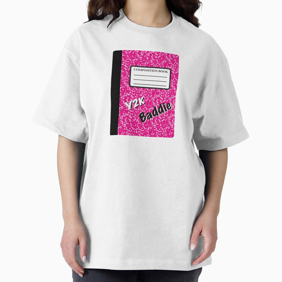 Y2K Baddie White and Pink Composition Book Sticker Year 2000 Baddie Sticker by OneCatShop