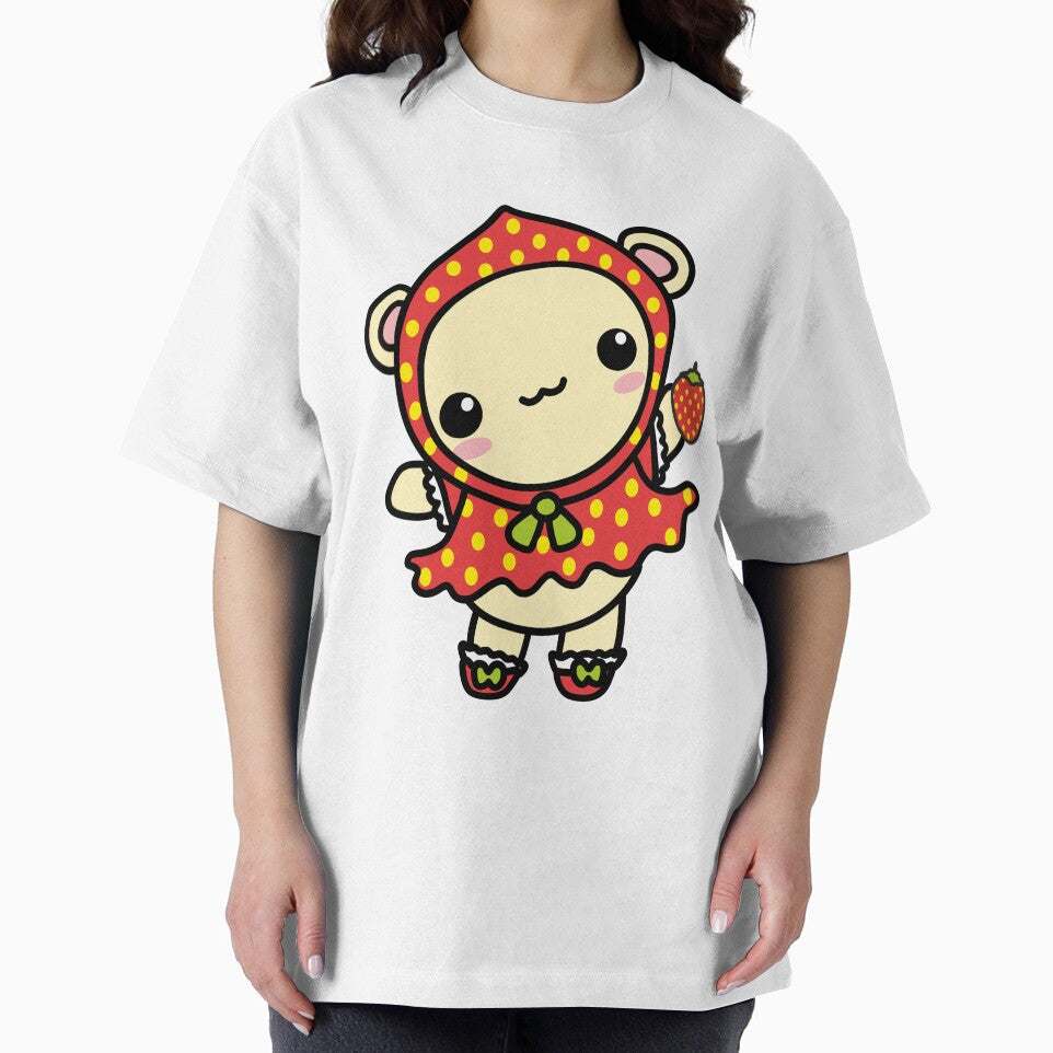 Precious Kawaii Teddy Bear In Cute Strawberry Outfit Holding Strawberry by CreativeCranium