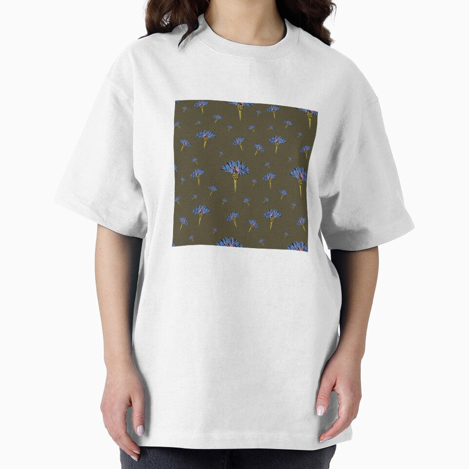 Flower blue violet pattern hand drawn watercolor green by Yana Mustafina | Boho Soulful Designs