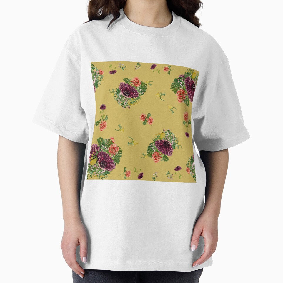 Dahlia palm flower pattern a watercolor yellow by Yana Mustafina | Boho Soulful Designs