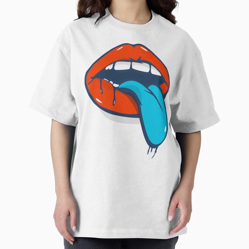 Blue Tongue Mouth Pop Art Bold Red Lips Sticker Gift by CLC54