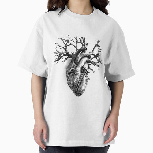 Anatomical Heart Tree Design | Black and White Surreal Botanical Anatomy Art by inkoutninja