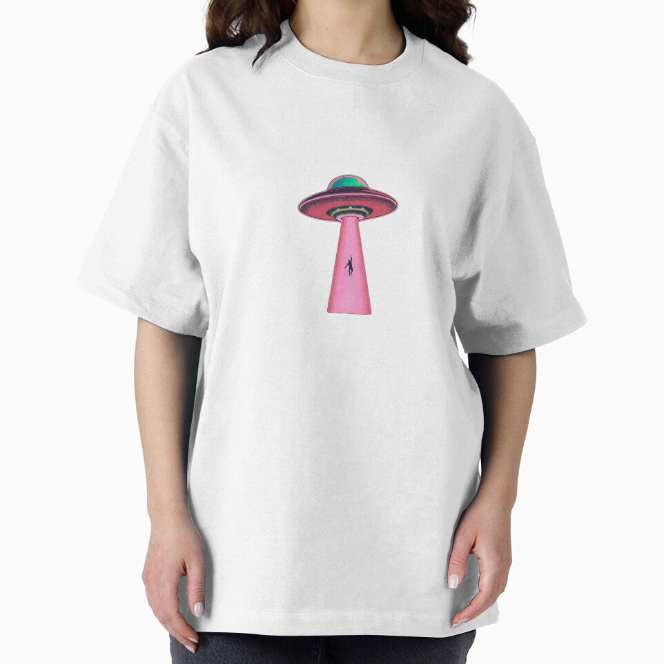 Take Me With You – Retro UFO Abduction (Pink&Green) by sassafrastradingco