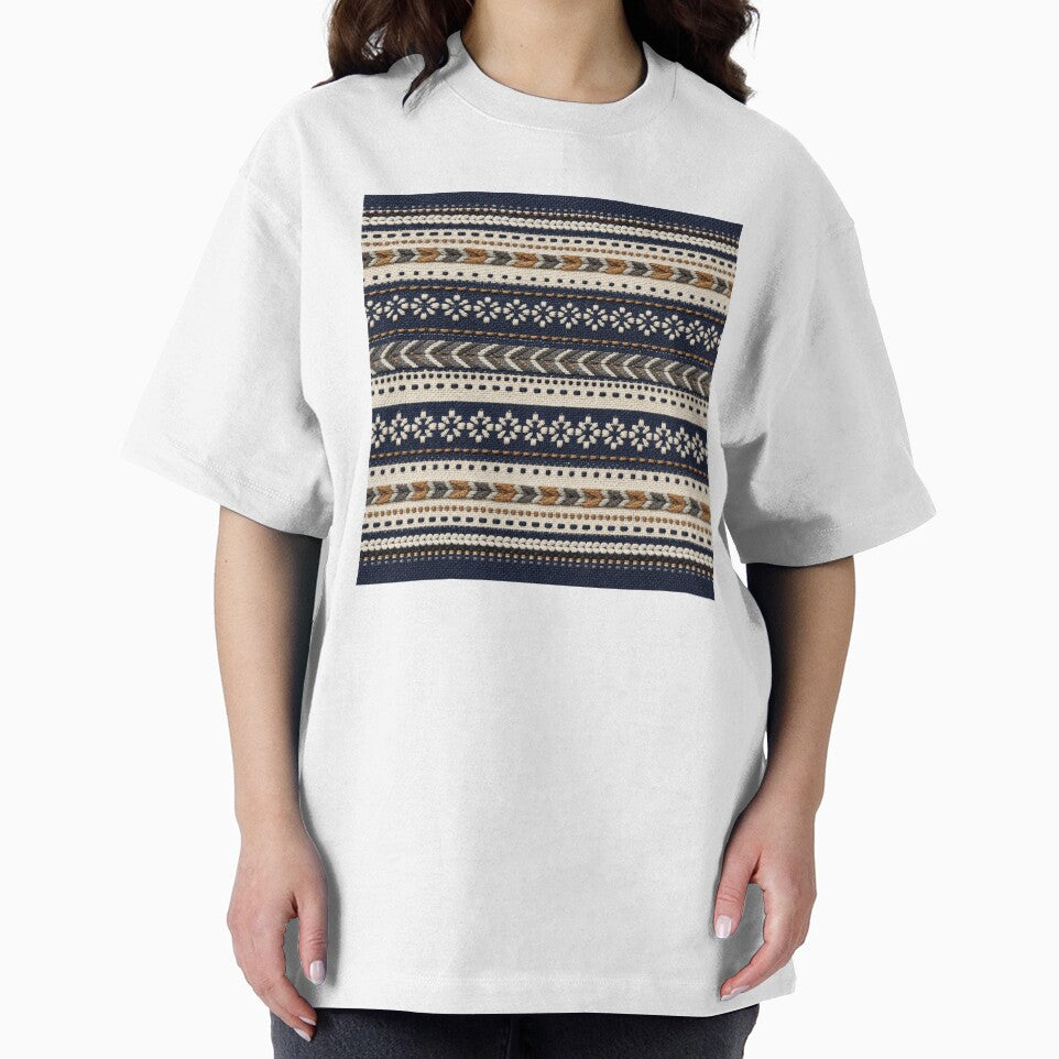 Indigo Embroidered Woven Stripe Pattern by frumixart