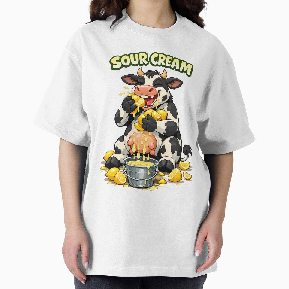Sour Cream Funny Cow Cartoon – Lemon Pun Cute Animal Meme Design by AuraloomAtelier