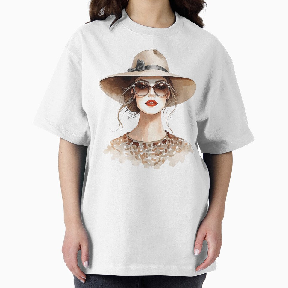 Stylish Woman in Hat and Sunglasses by Erik Visnievskij