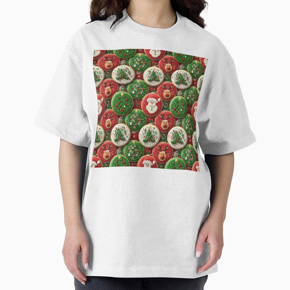 Festive Christmas Cookie Pattern with Holiday Characters by Fabricbella