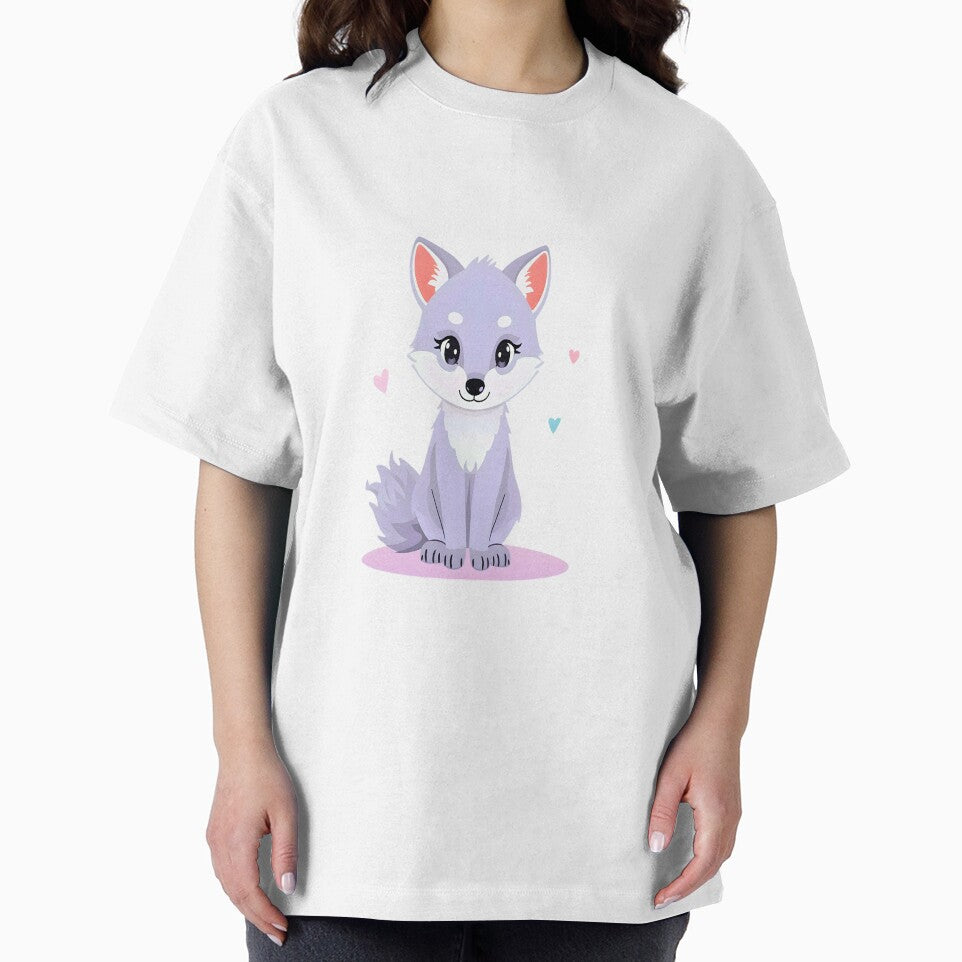 Pastel Kawaii Purple Fox – Cute Aesthetic Animal Illustration by Kavya Art