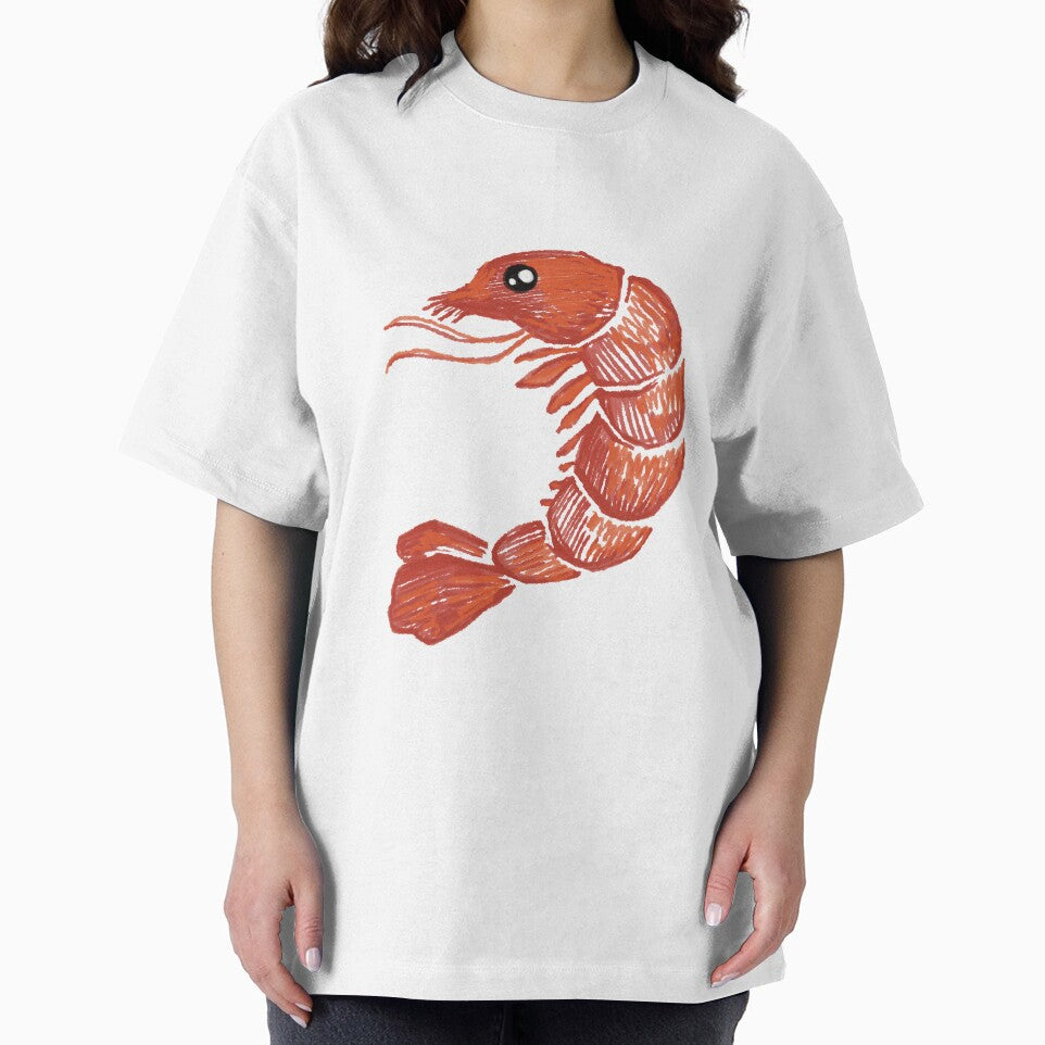 Cute Shrimp with Big Eye – Kawaii Seafood Illustration by Pryhozha