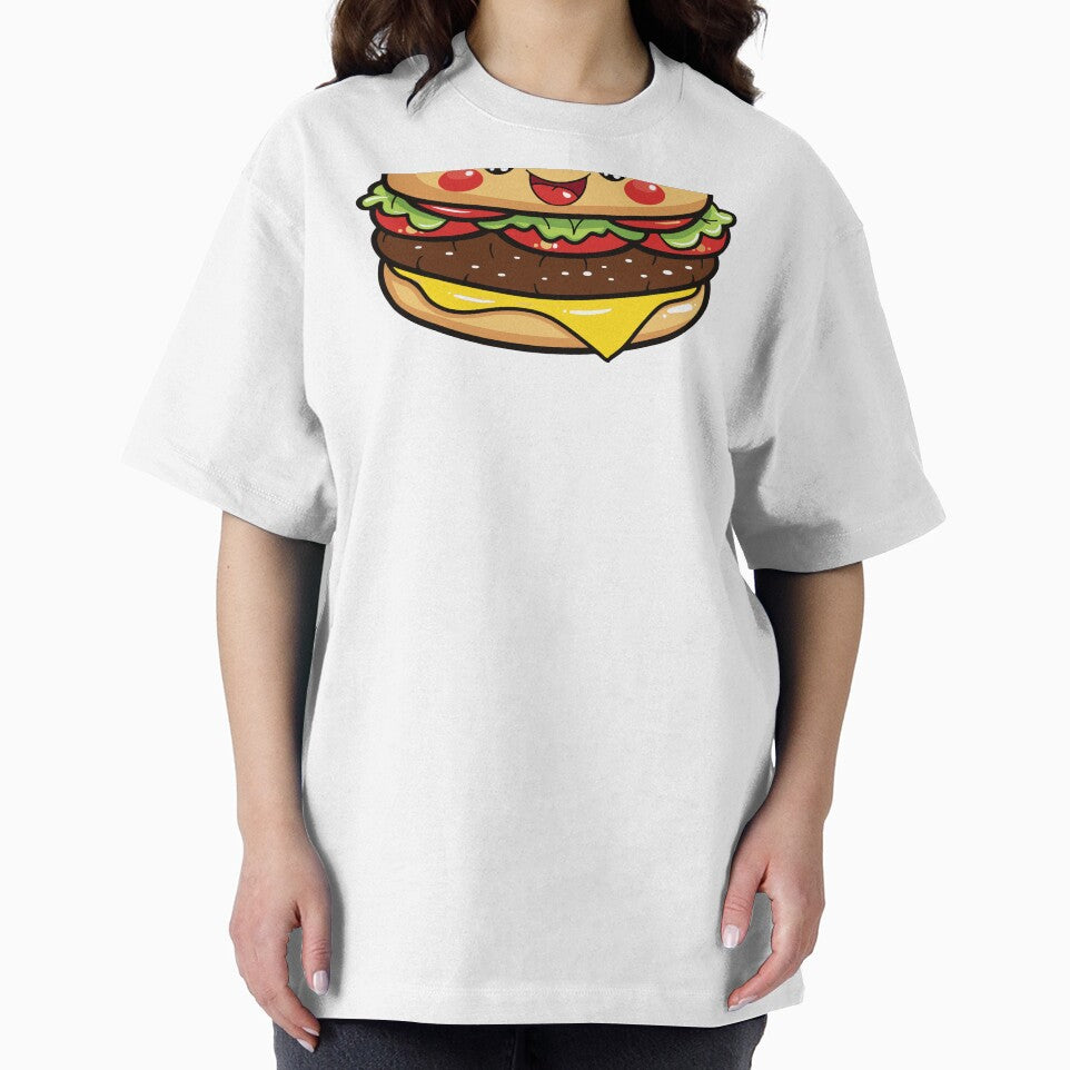 Kawaii Happy Cheeseburger Cute Fast Food Burger by Teetee94