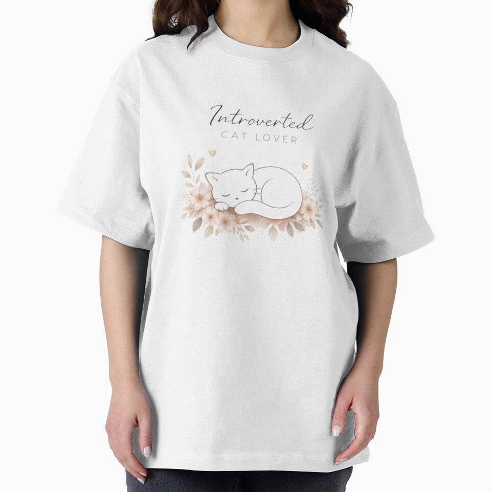 Introverted Cat Lover Aesthetic Design | Cute Sleeping Cat Art for Cat People by Sanika arts