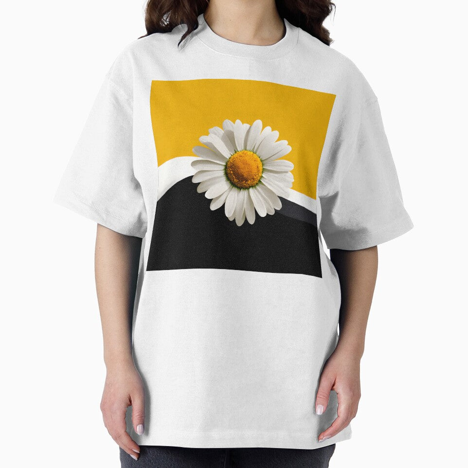 Black and Yellow Wavy Daisy Abstract Floral Design by daila70