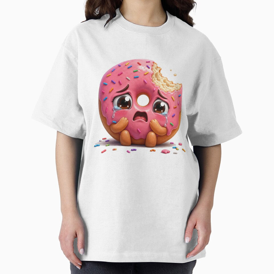 Sad Crying Pink Donut with Sprinkles by jgvisualarts