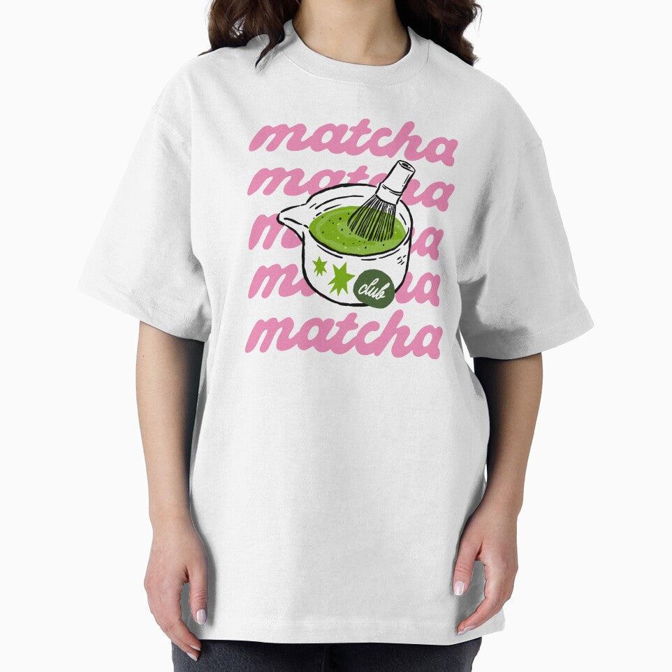 Retro Matcha Club Pink Typography Bowl And Whisk by krystalRomanart